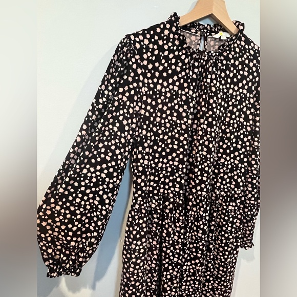 Boden Clara Jersey Stretch Dress Size US 16/18 R Long Sleeve Ruffle Neck - Picture 5 of 13